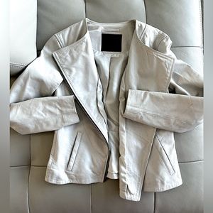 All Saints pale, dove grey leather jacket